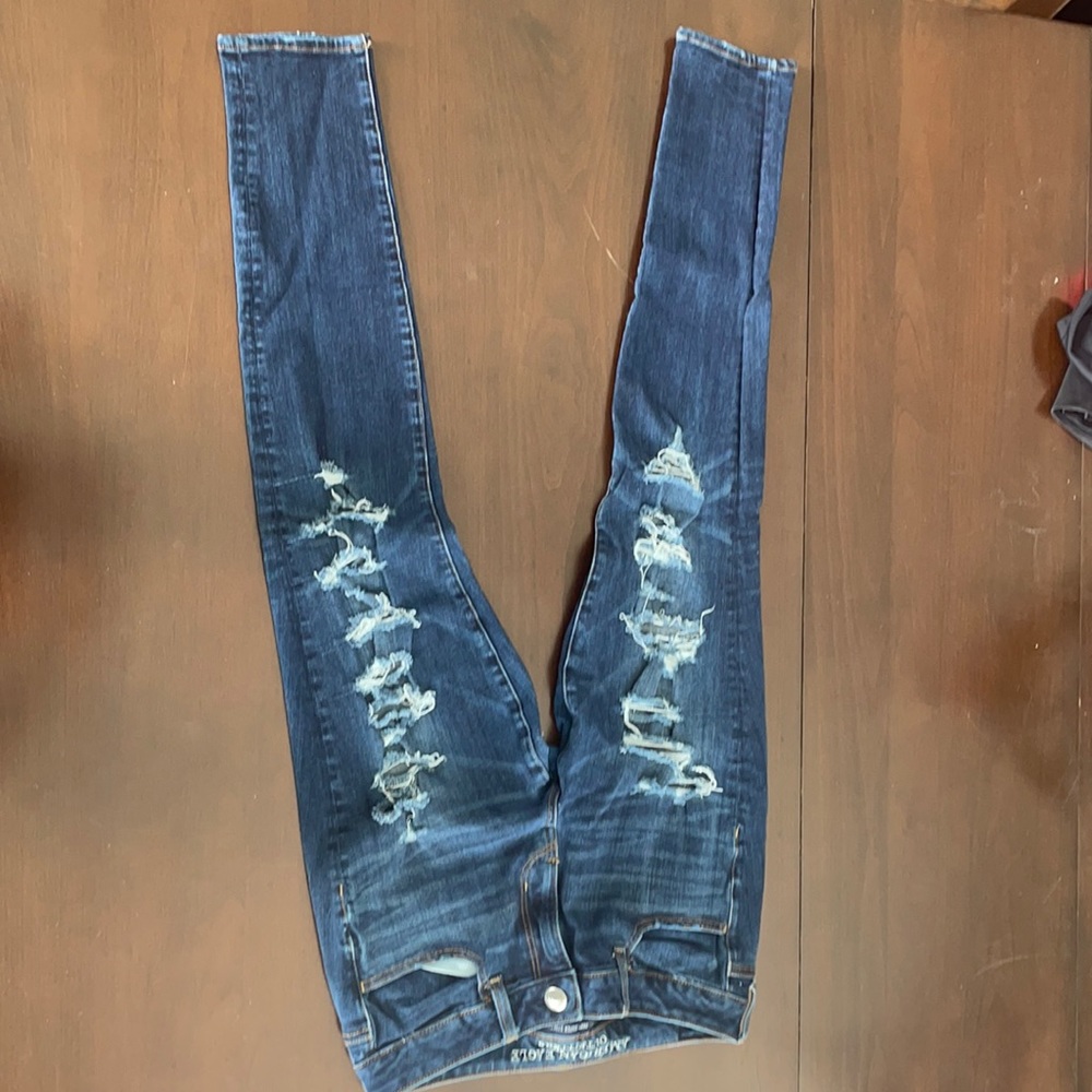 American Eagle Dark Ripped Skinny Jeans Size 8